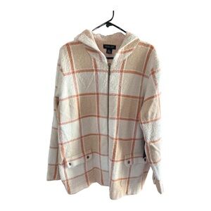Rachel & Zoe Plaid  Hooded Jacket Sweater with Button Details 3X Casual Cozy